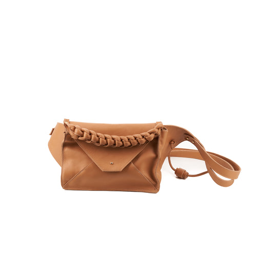 The Embrace camel leather waist purse