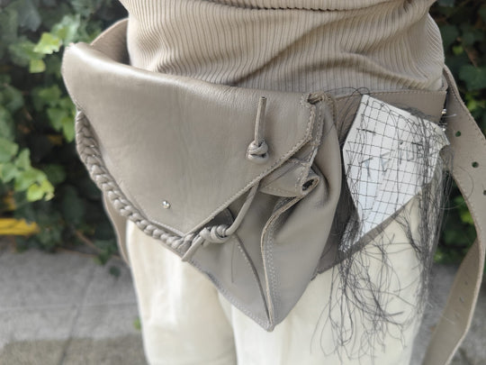 Unfinished Love Declaration beige leather bum bag