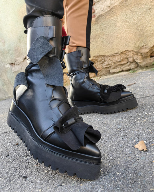 Hypnotize Me black leather booties