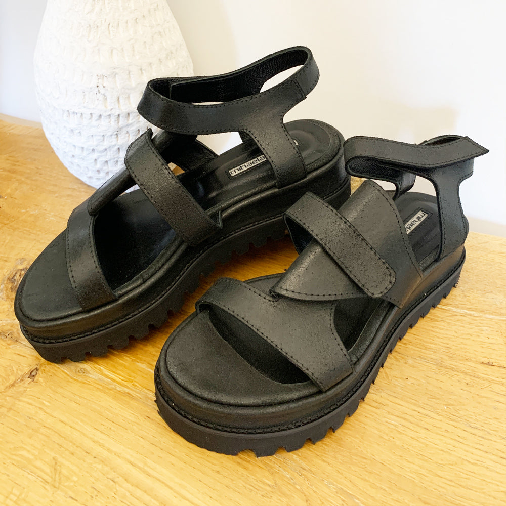 Sustainable Selection- Black Folded flat sandals