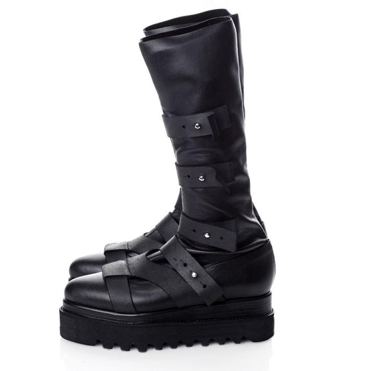 Easy Strappy black stretch boots
