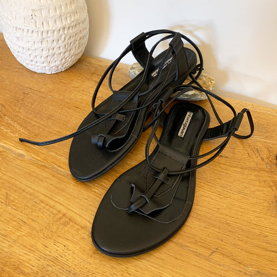 Sustainable Selection- Geometrical Sense black flat sandals