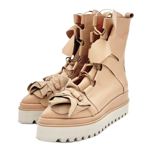 Hypnotize Me beige leather booties