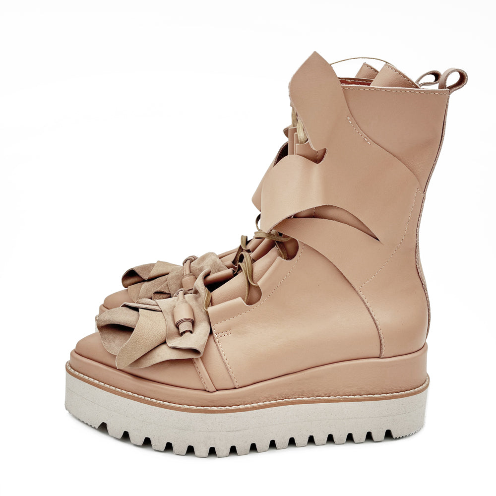 Hypnotize Me beige leather booties