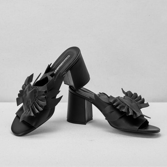 Just a Game black leather mules