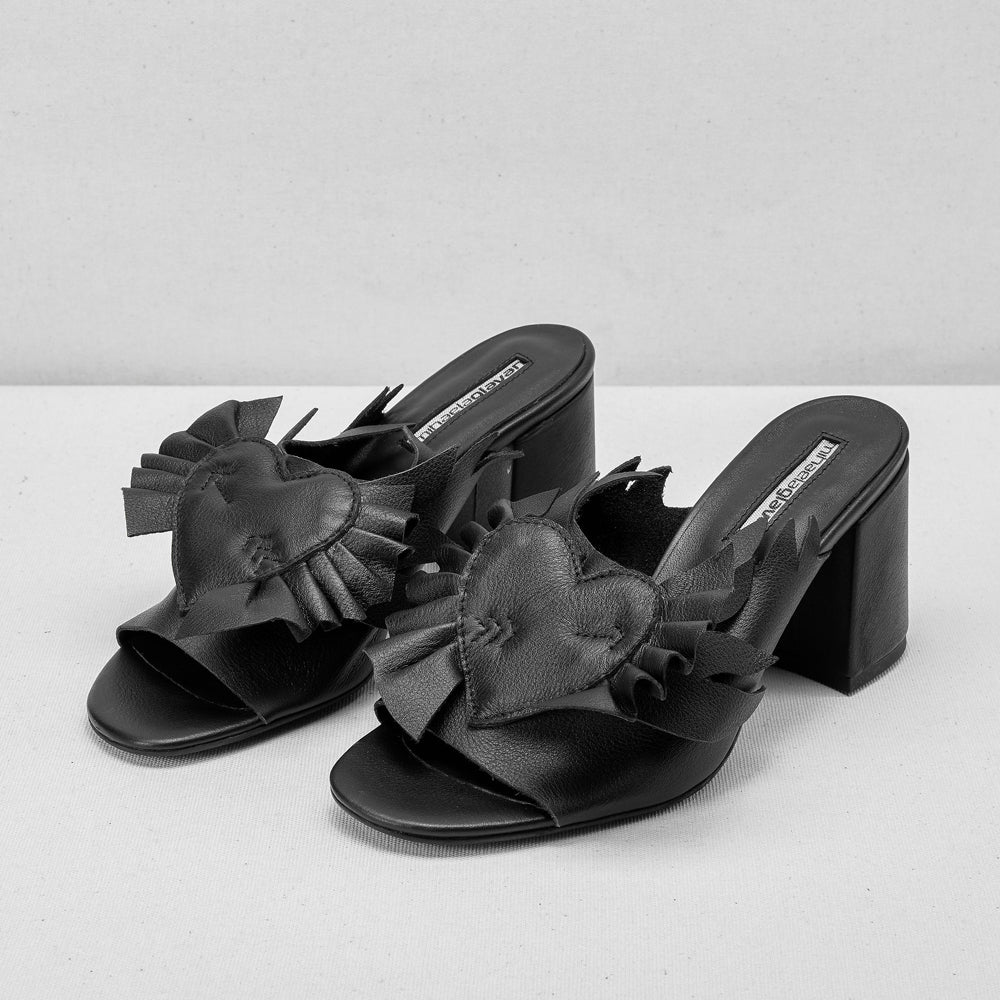 Just a Game black leather mules