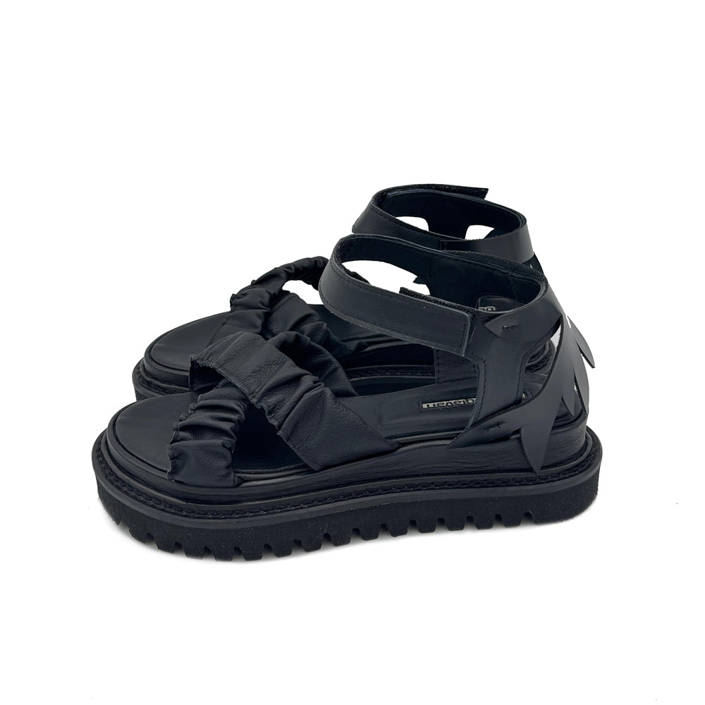 Kindness black leather sandals