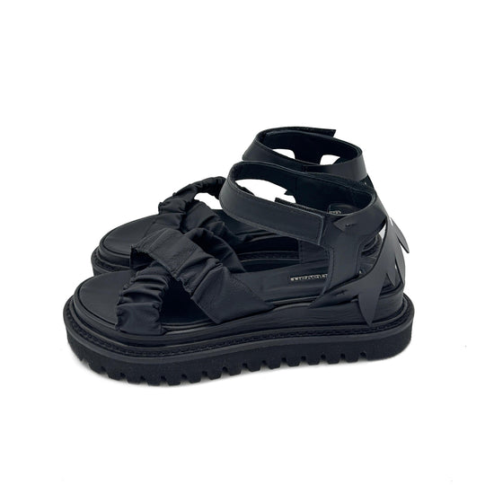Kindness black leather sandals