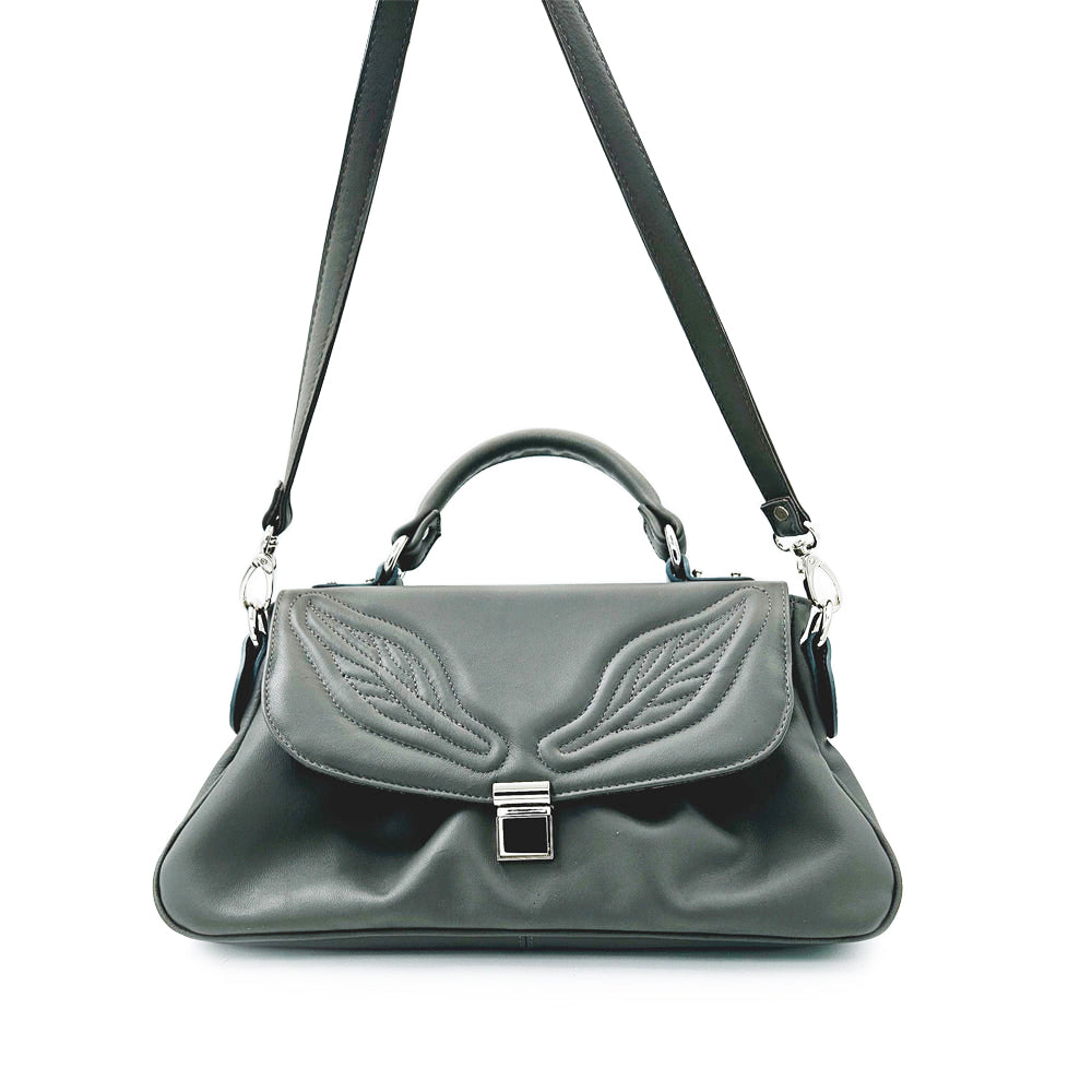Lady-like grey leather spring bag