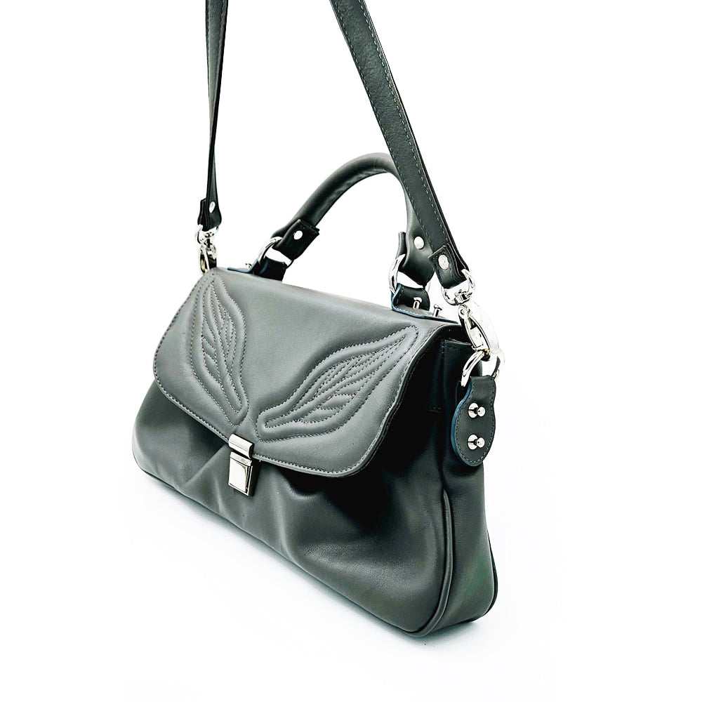 Lady-like grey leather spring bag