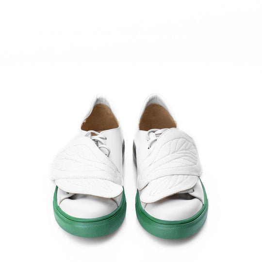 Leaves Hug white leather sneakers - green sole
