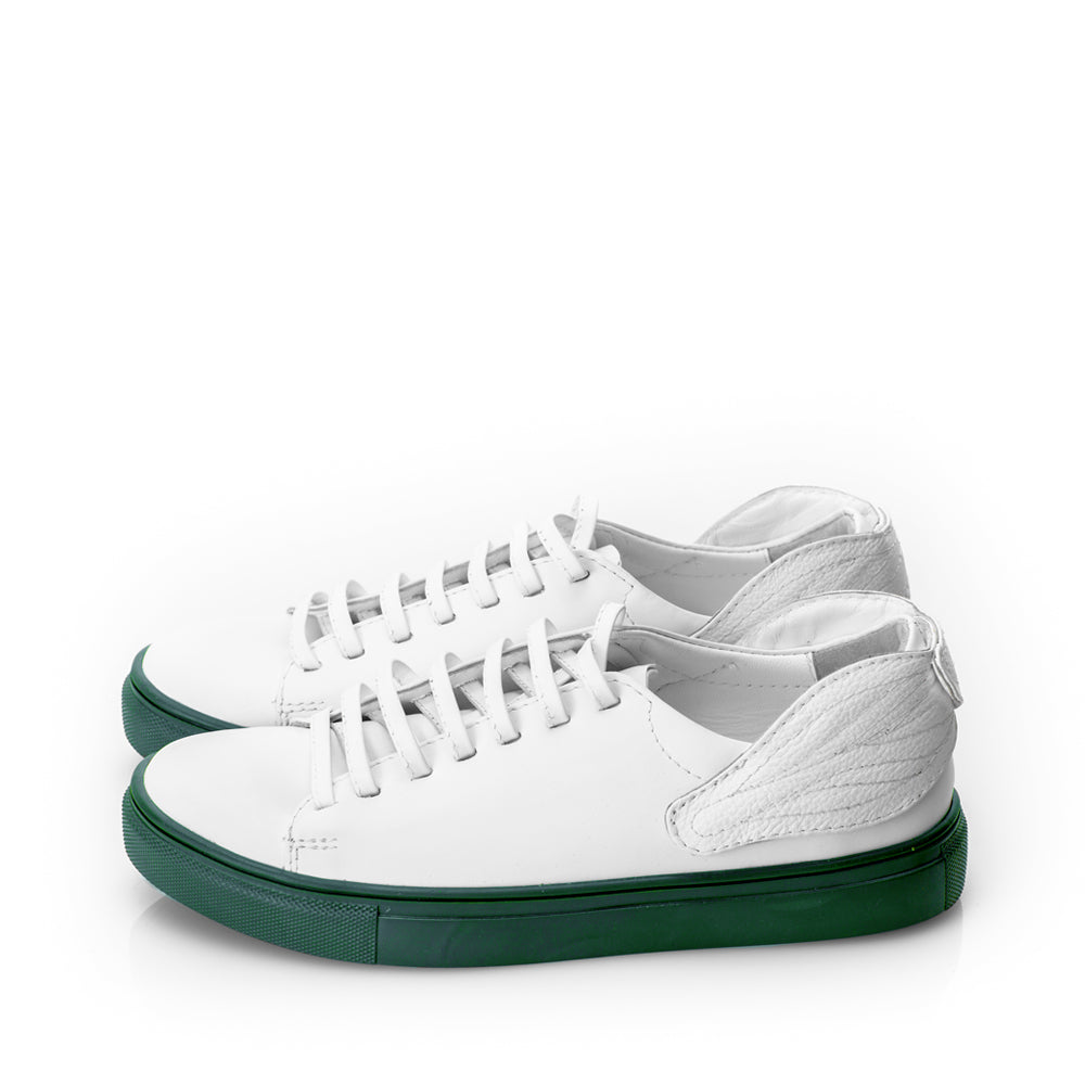 Leaves Reunion white sneakers - green sole