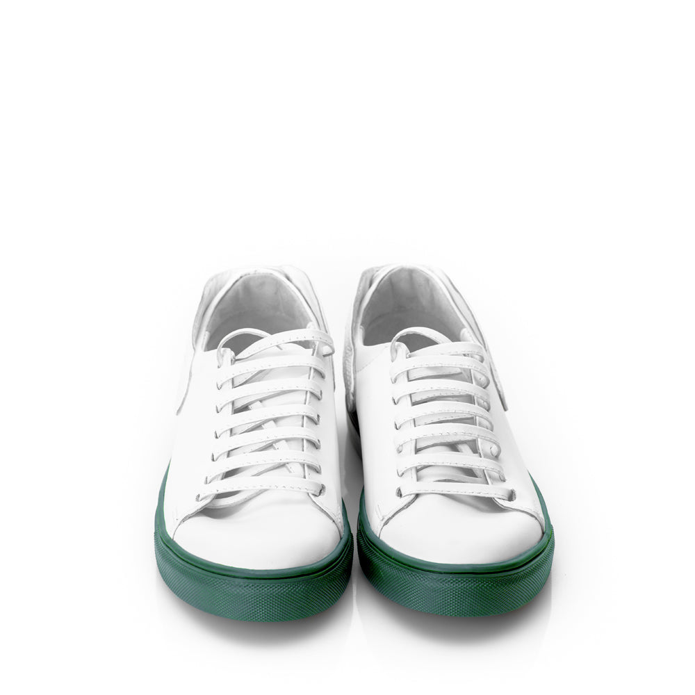 Leaves Reunion white sneakers - green sole