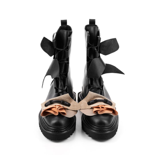 Light is my Accomplice black leather booties