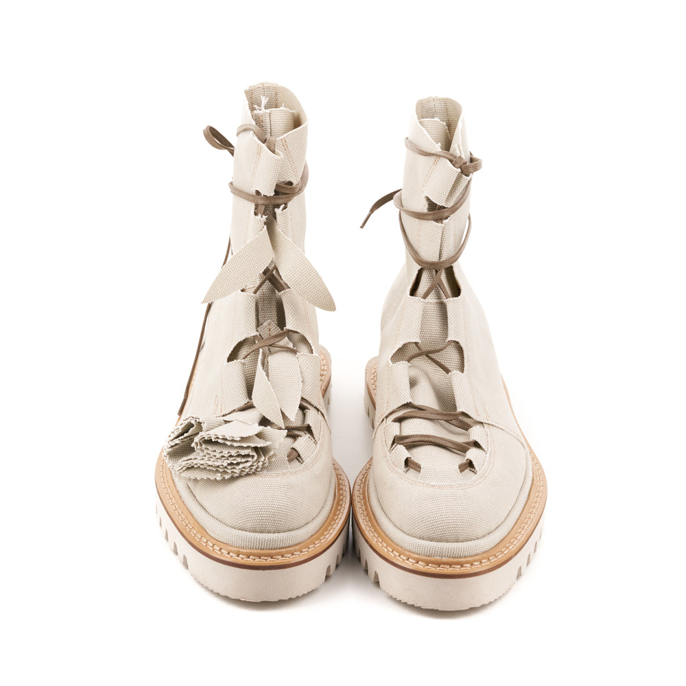 Make this flower great again light beige vegan booties