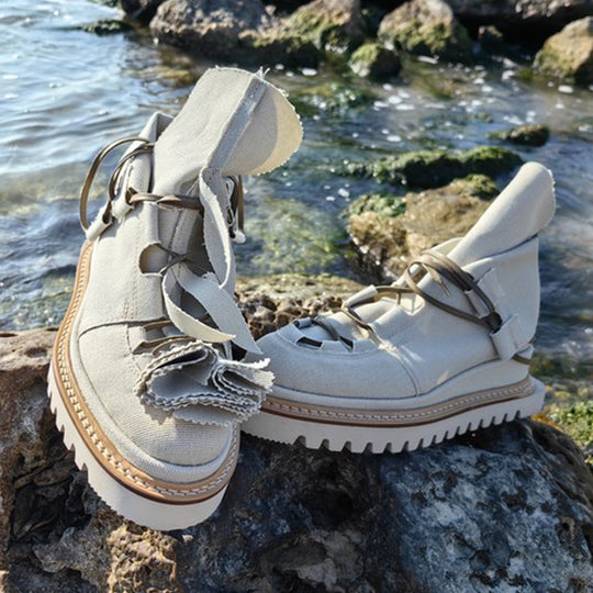 Make this flower great again light beige vegan booties