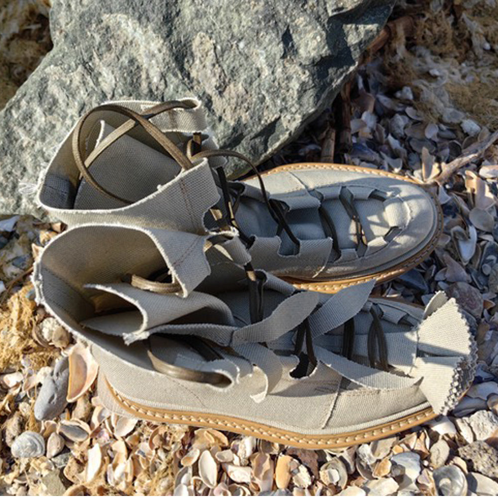 Make this flower great again light beige vegan booties