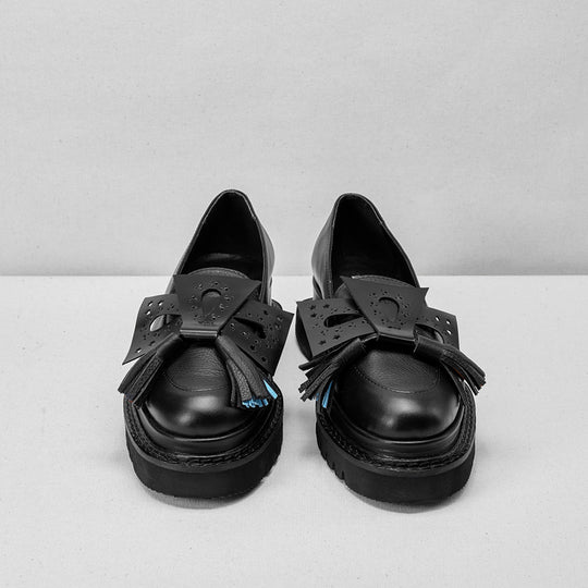Miez black leather chunky loafers