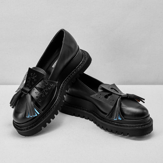 Miez black leather chunky loafers