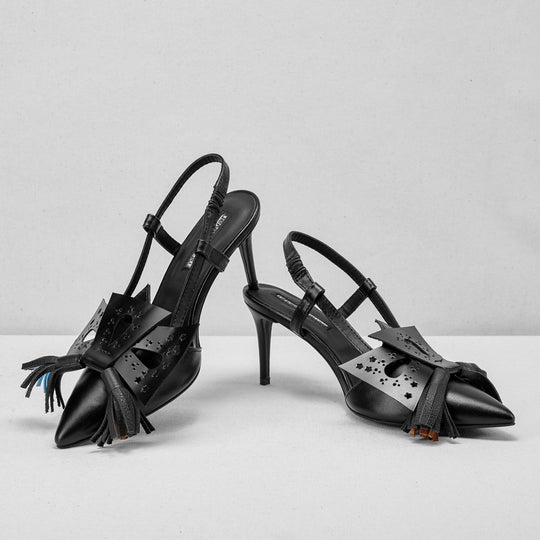 Miez black  leather cut-out pumps