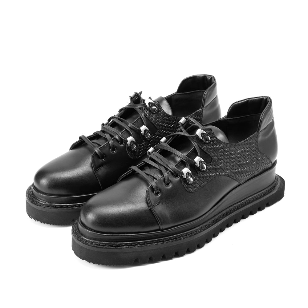 靴 beautiful shoes / plain shoes Mountain in the City men's black leather shoes | Rugged style