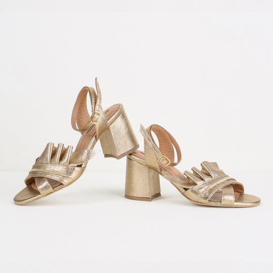 Only Lovers golden leather sandals