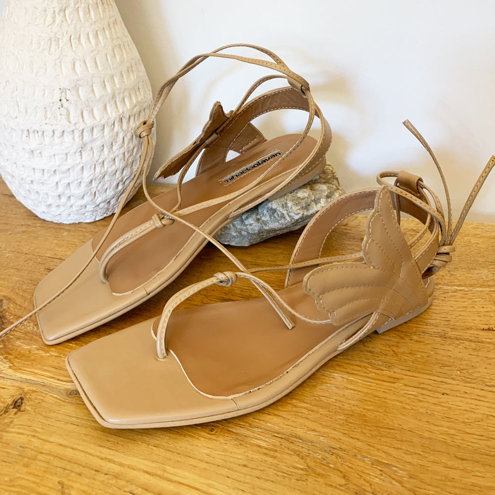 Sustainable Selection-Salty Waves beige leather sandals