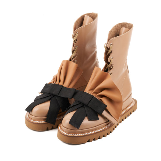 Saranghae beige leather booties