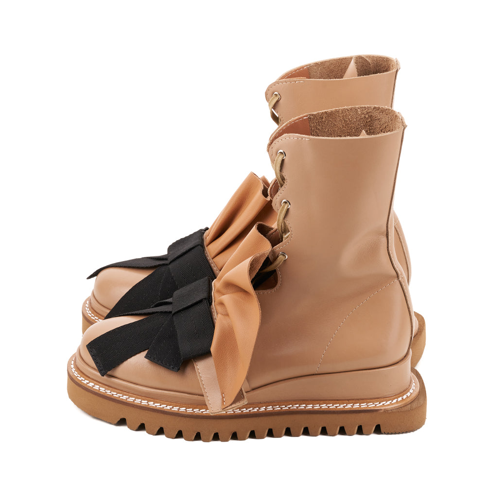 Saranghae beige leather booties