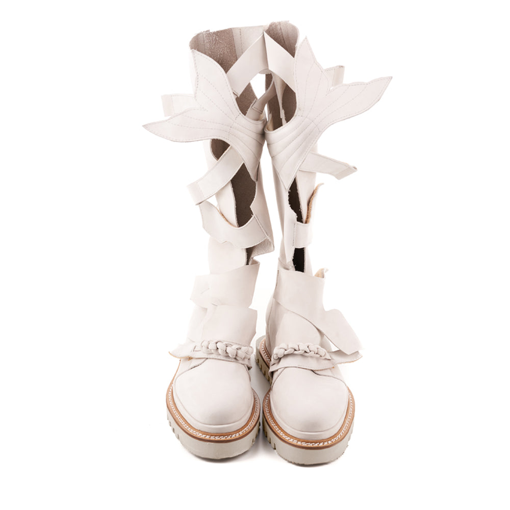 Sea is the Witness light grey nubuck gladiator boots - Bride or Bright version