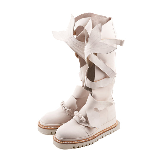 Sea is the Witness light grey nubuck gladiator boots - Bride or Bright version