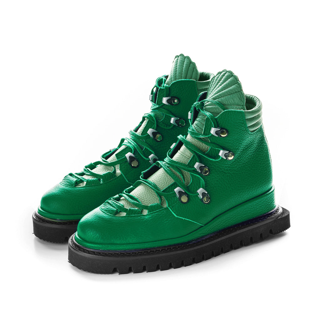 Sustainable Selection- SheLL We Go green leather booties