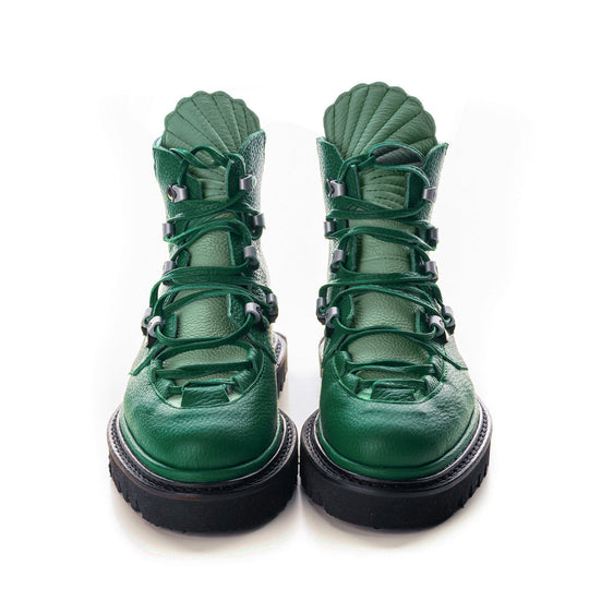 Sustainable Selection- SheLL We Go green leather booties