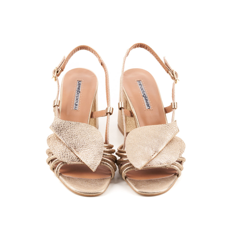 Sustainable Selection- Spell in Love golden leather sandals