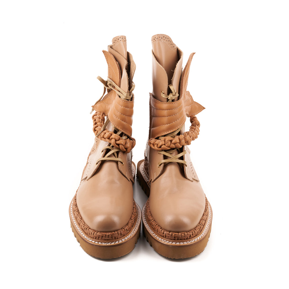 Water Spirit beige leather booties