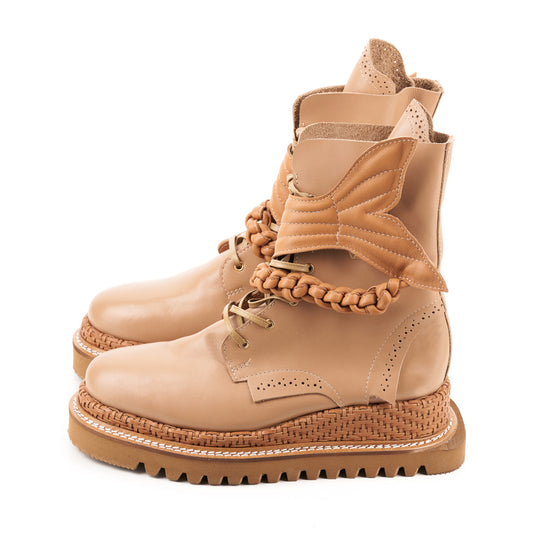 Water Spirit beige leather booties