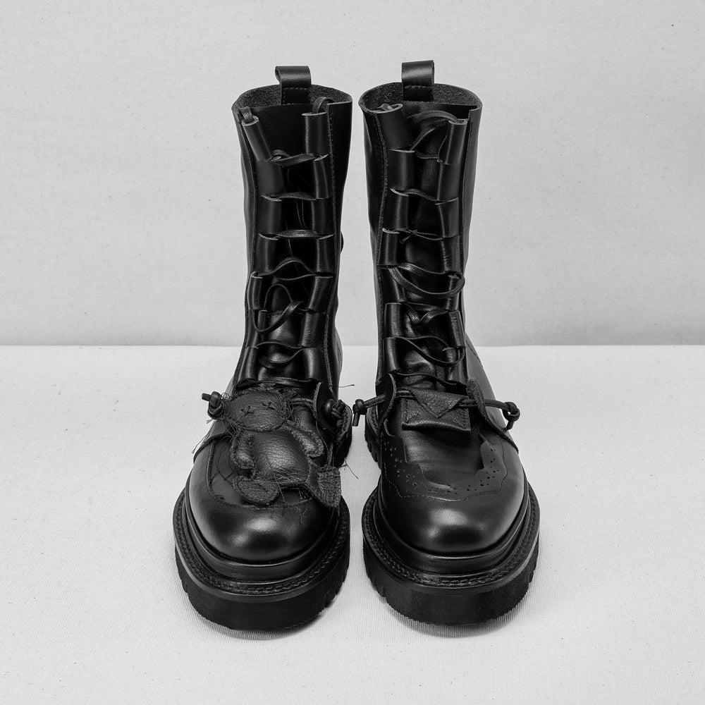 Why so Serious black leather lace-up booties