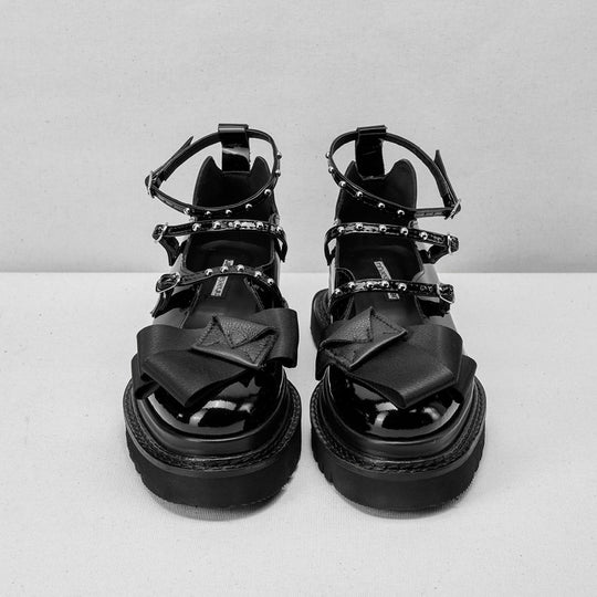 You’ve Got a Message black patent strappy shoes