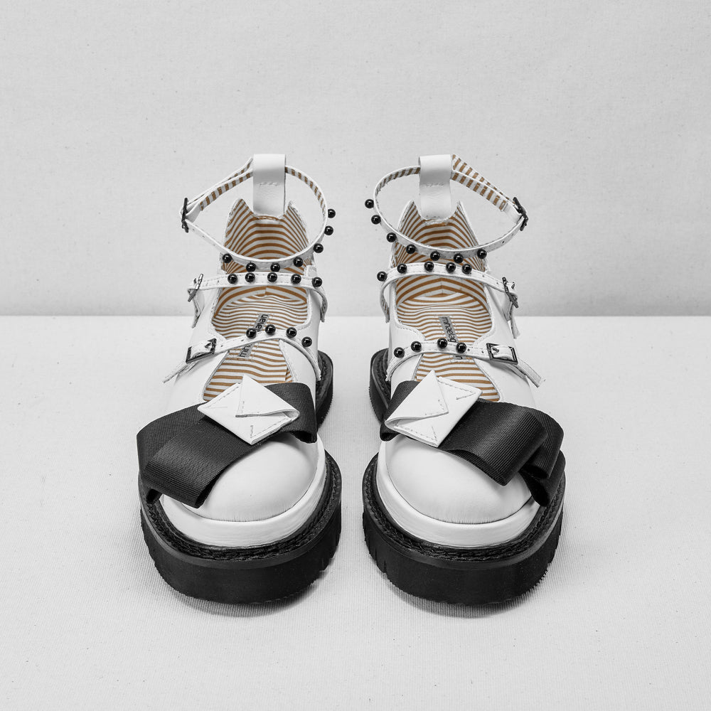 You’ve Got a Message white eco leather strappy shoes