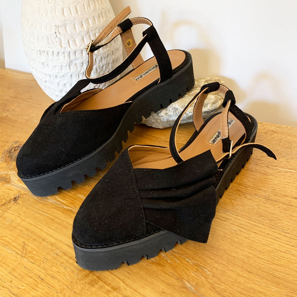 Sustainable Selection- Black suede cut-out shoes