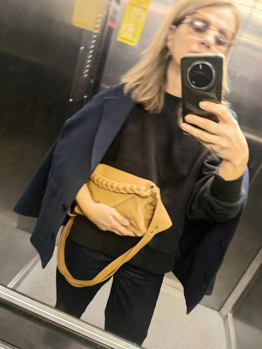 The Embrace camel leather waist purse