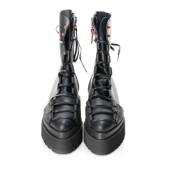 Laces Affair and Red Dots combat booties