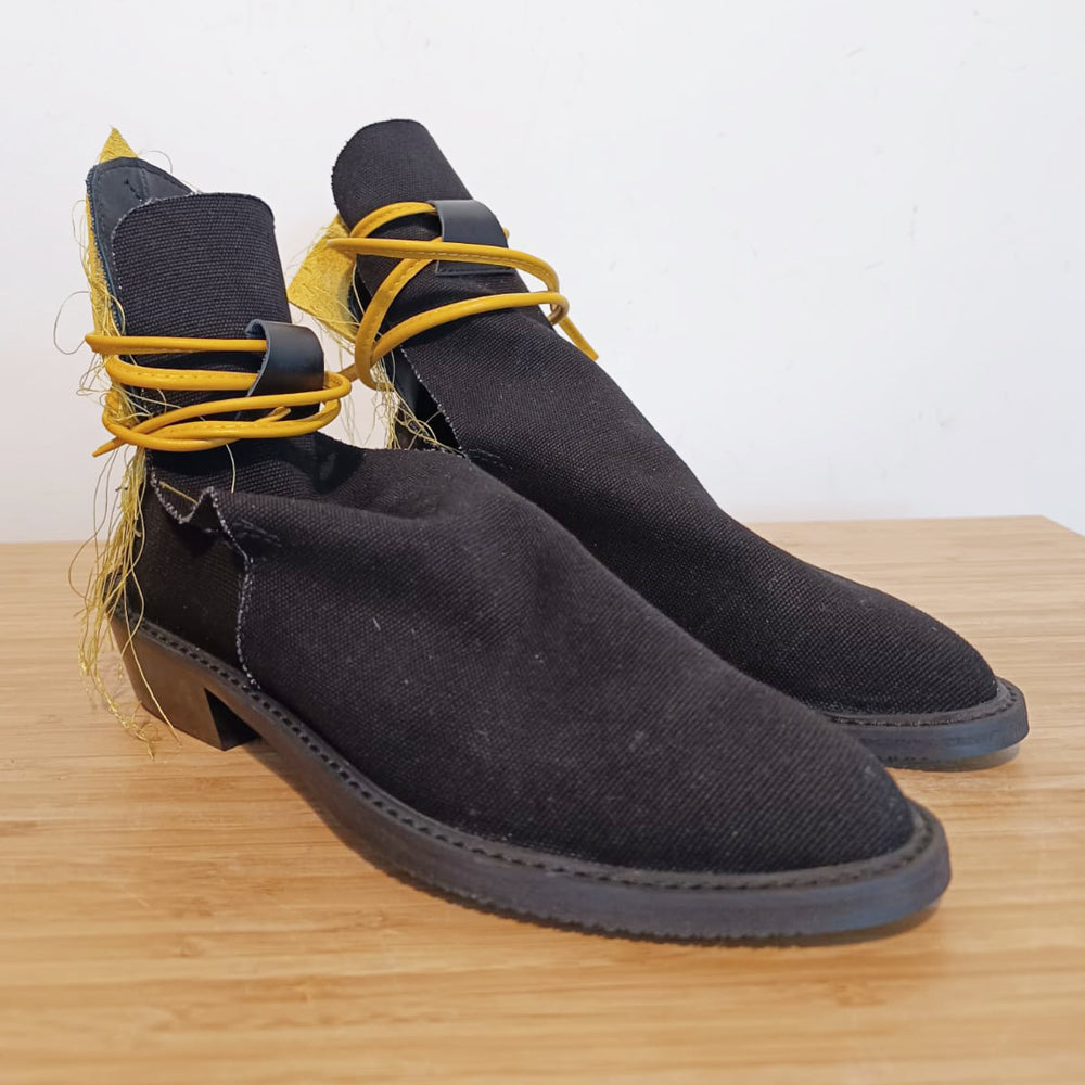 Sustainable Selection-Black textile cut-out booties