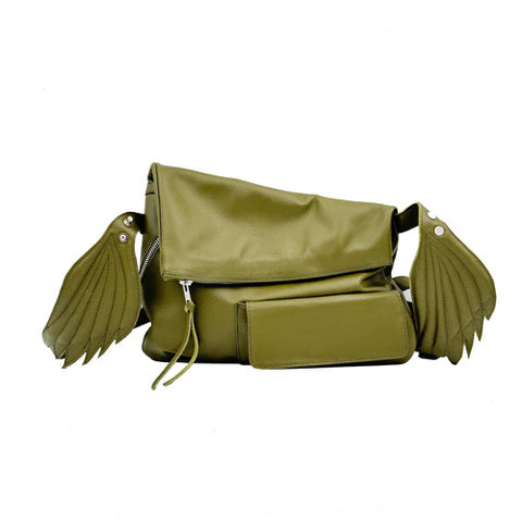 Fly Away With Me olive leather bum bag