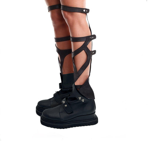 Hugs and Kisses overknee black leather gladiator boots