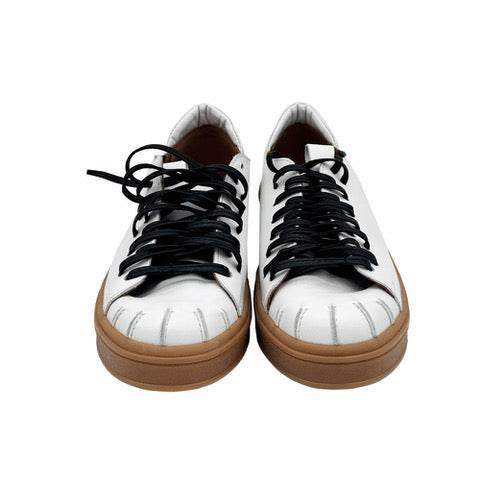 Ribbed white leather sneakers