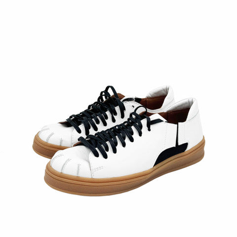 Ribbed white leather sneakers