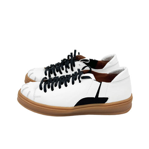 Ribbed white leather sneakers