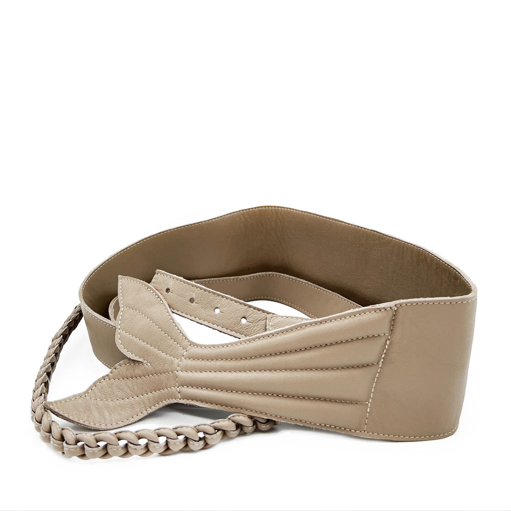 Unfinished Situation beige leather belt