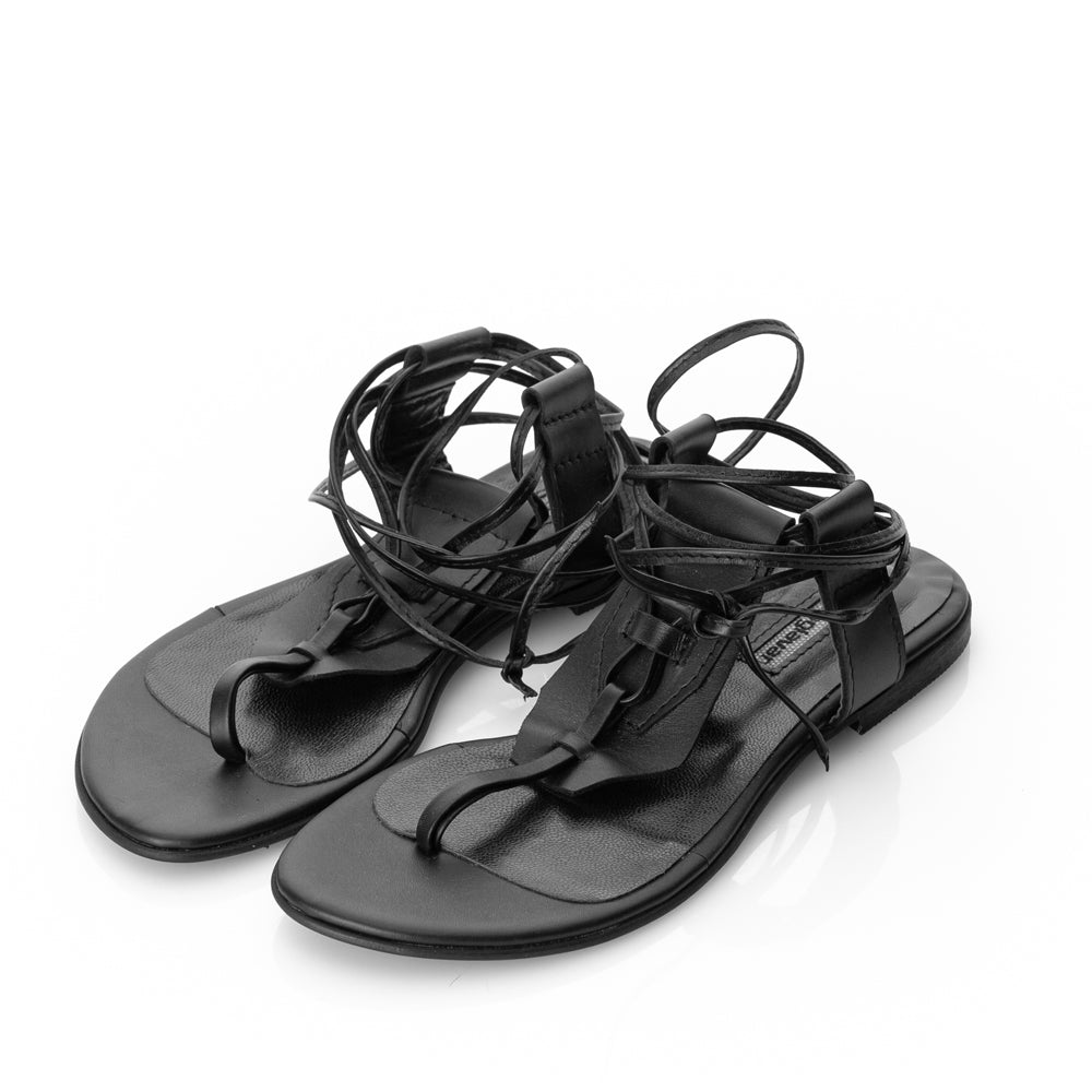 Sustainable Selection- Geometrical Sense black flat sandals